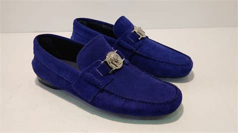 blue suede versace loafers|versace designer loafers.